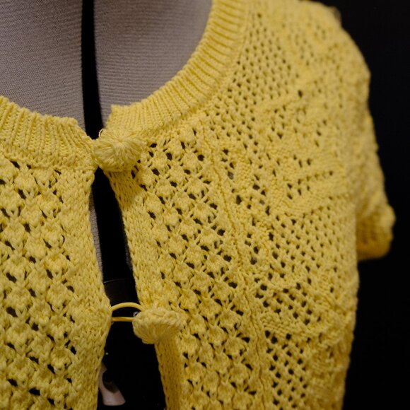 Zara Yellow crochet short sleeve cardigan - Picture 2 of 4